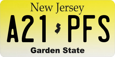 NJ license plate A21PFS