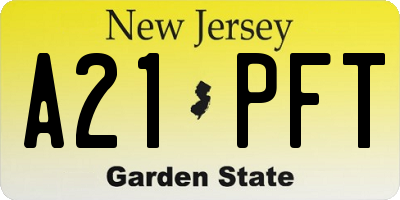 NJ license plate A21PFT