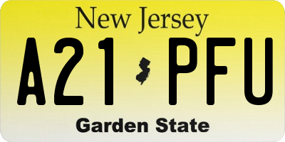 NJ license plate A21PFU