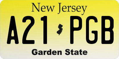 NJ license plate A21PGB