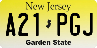 NJ license plate A21PGJ