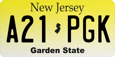 NJ license plate A21PGK