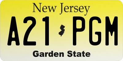 NJ license plate A21PGM