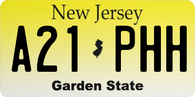 NJ license plate A21PHH