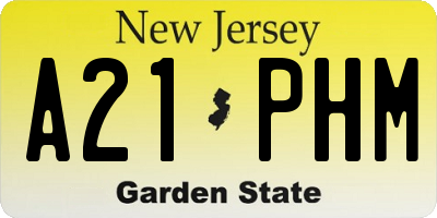 NJ license plate A21PHM