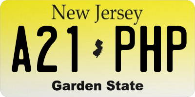 NJ license plate A21PHP
