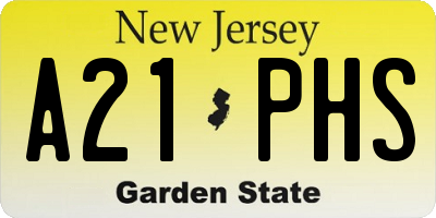 NJ license plate A21PHS