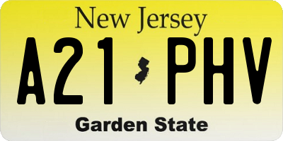 NJ license plate A21PHV
