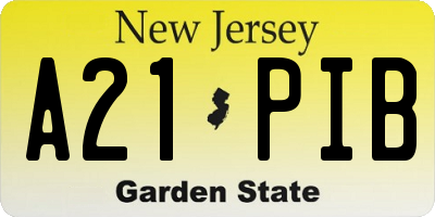 NJ license plate A21PIB
