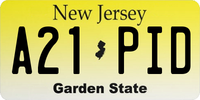 NJ license plate A21PID