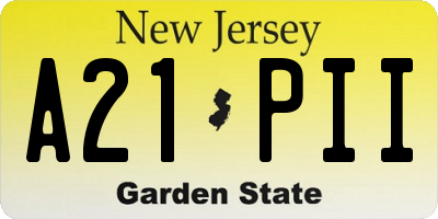 NJ license plate A21PII