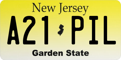 NJ license plate A21PIL