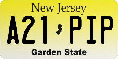 NJ license plate A21PIP
