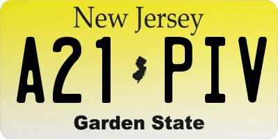 NJ license plate A21PIV