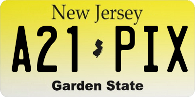 NJ license plate A21PIX
