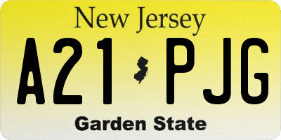NJ license plate A21PJG