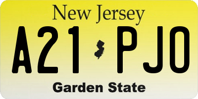 NJ license plate A21PJO