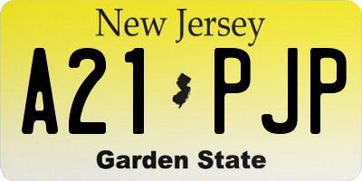NJ license plate A21PJP