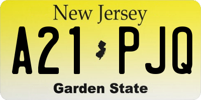 NJ license plate A21PJQ