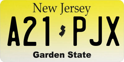 NJ license plate A21PJX