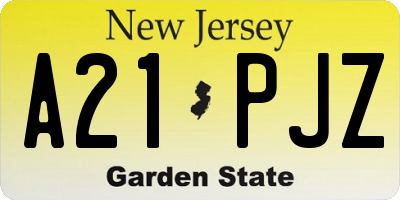 NJ license plate A21PJZ