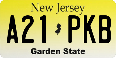NJ license plate A21PKB