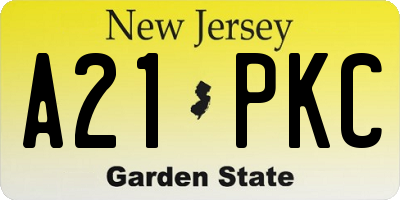 NJ license plate A21PKC