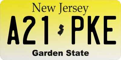 NJ license plate A21PKE