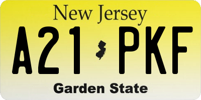 NJ license plate A21PKF