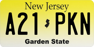 NJ license plate A21PKN