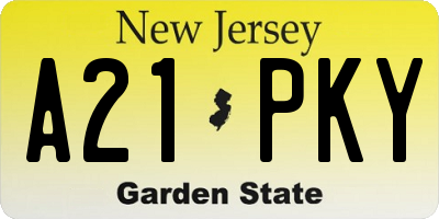 NJ license plate A21PKY