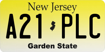 NJ license plate A21PLC