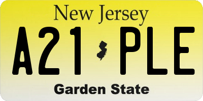 NJ license plate A21PLE