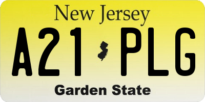 NJ license plate A21PLG
