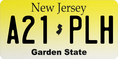 NJ license plate A21PLH