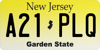 NJ license plate A21PLQ