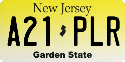 NJ license plate A21PLR