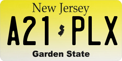 NJ license plate A21PLX