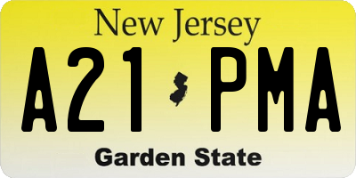 NJ license plate A21PMA