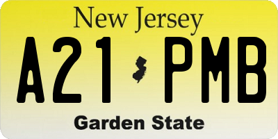 NJ license plate A21PMB