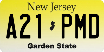 NJ license plate A21PMD