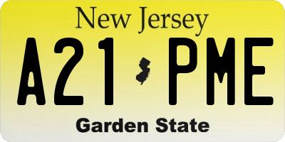 NJ license plate A21PME