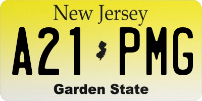 NJ license plate A21PMG