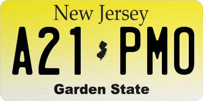 NJ license plate A21PMO