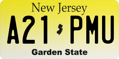 NJ license plate A21PMU