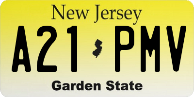 NJ license plate A21PMV