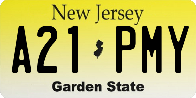 NJ license plate A21PMY