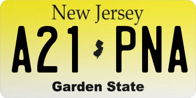 NJ license plate A21PNA