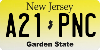 NJ license plate A21PNC