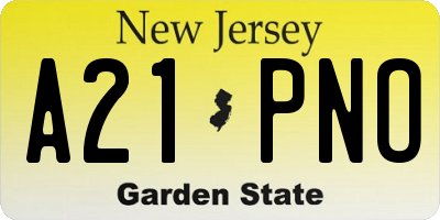 NJ license plate A21PNO